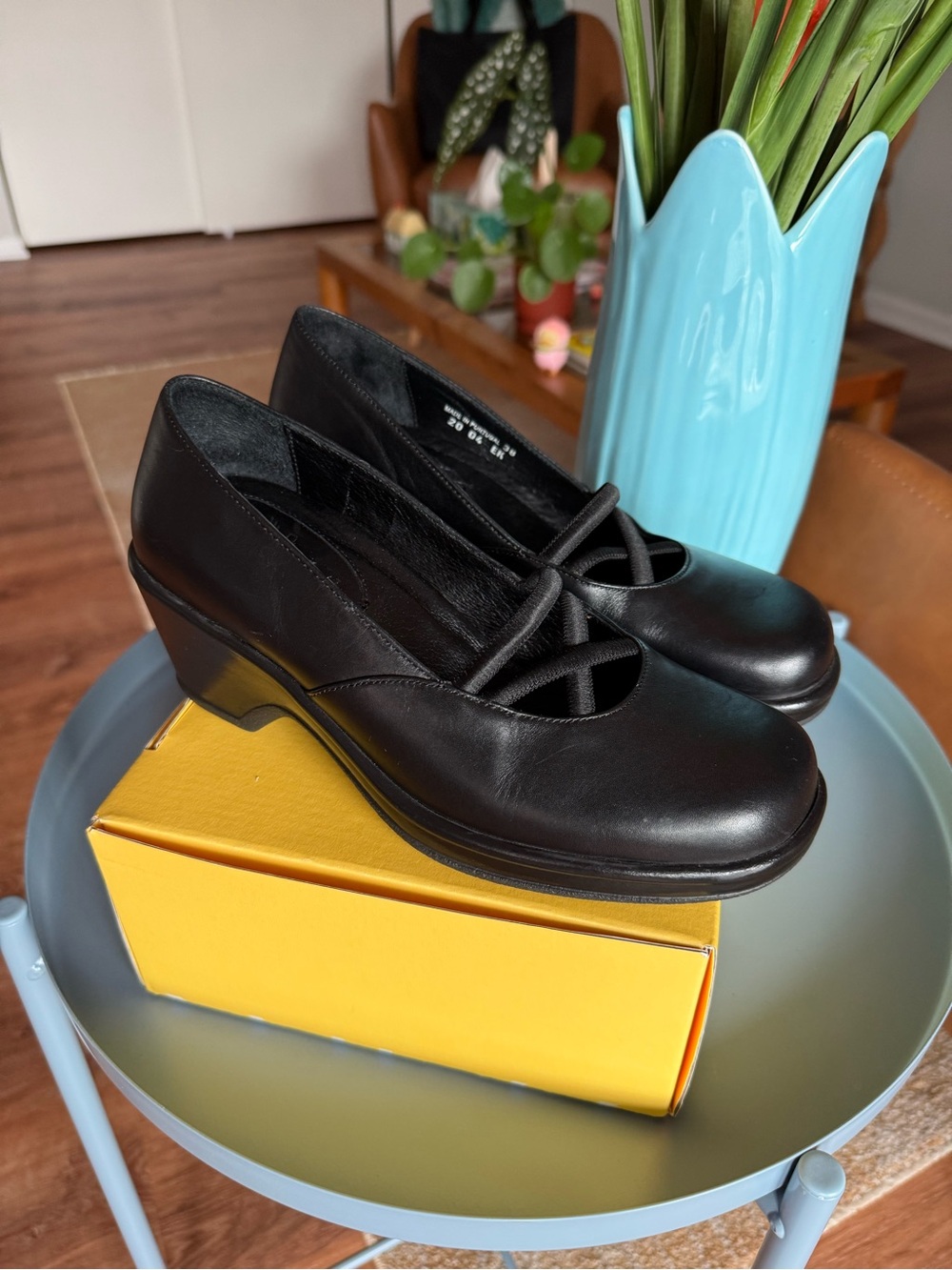 Dansko Black Leather Mary Jane Wedge Pumps - Women's Comfort Heels